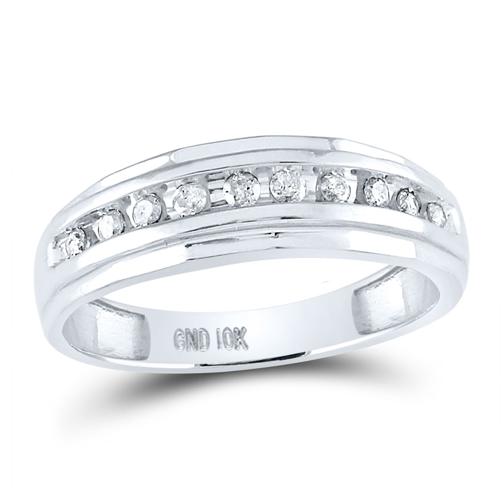 14K White Gold Mens Round Diamond Wedding Band Ring 1/4 Cttw, Mens Size: 7-13