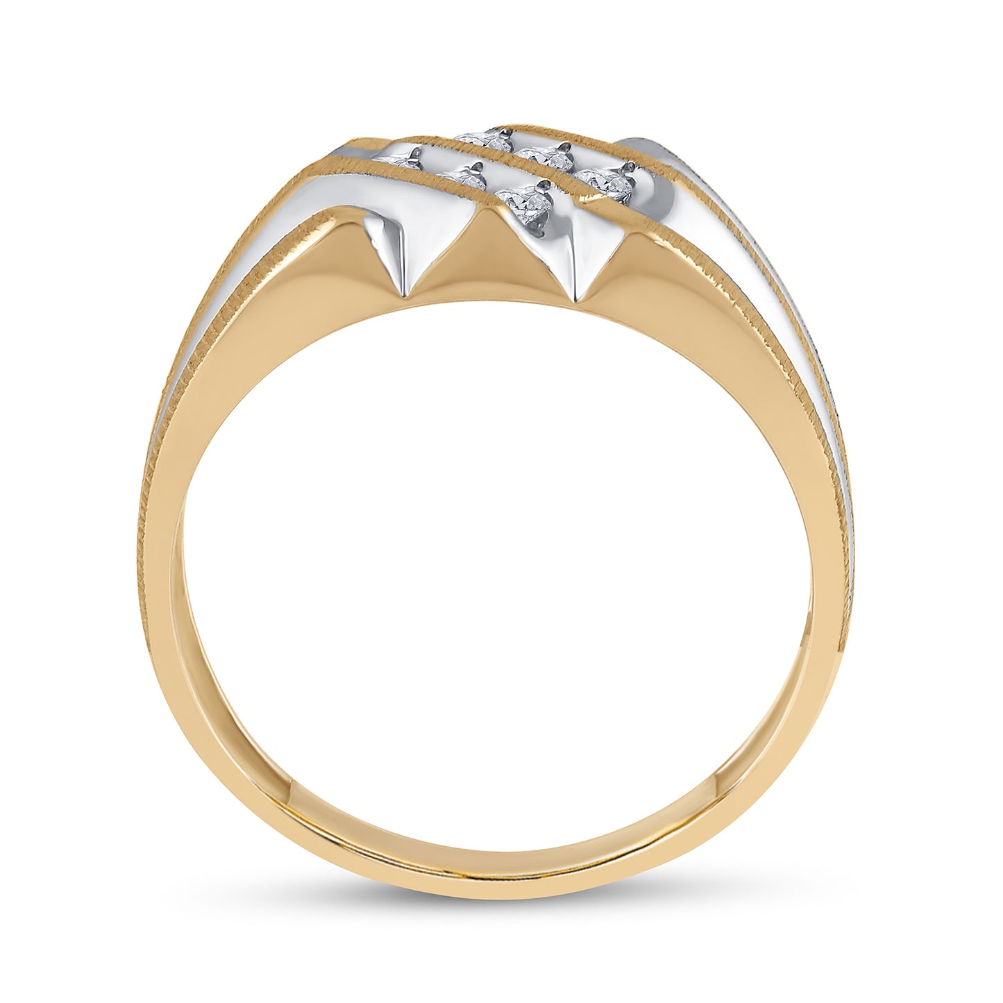 10K Yellow Gold Mens Round Diamond Band Ring 1/4 Cttw, Mens Size: 7-13