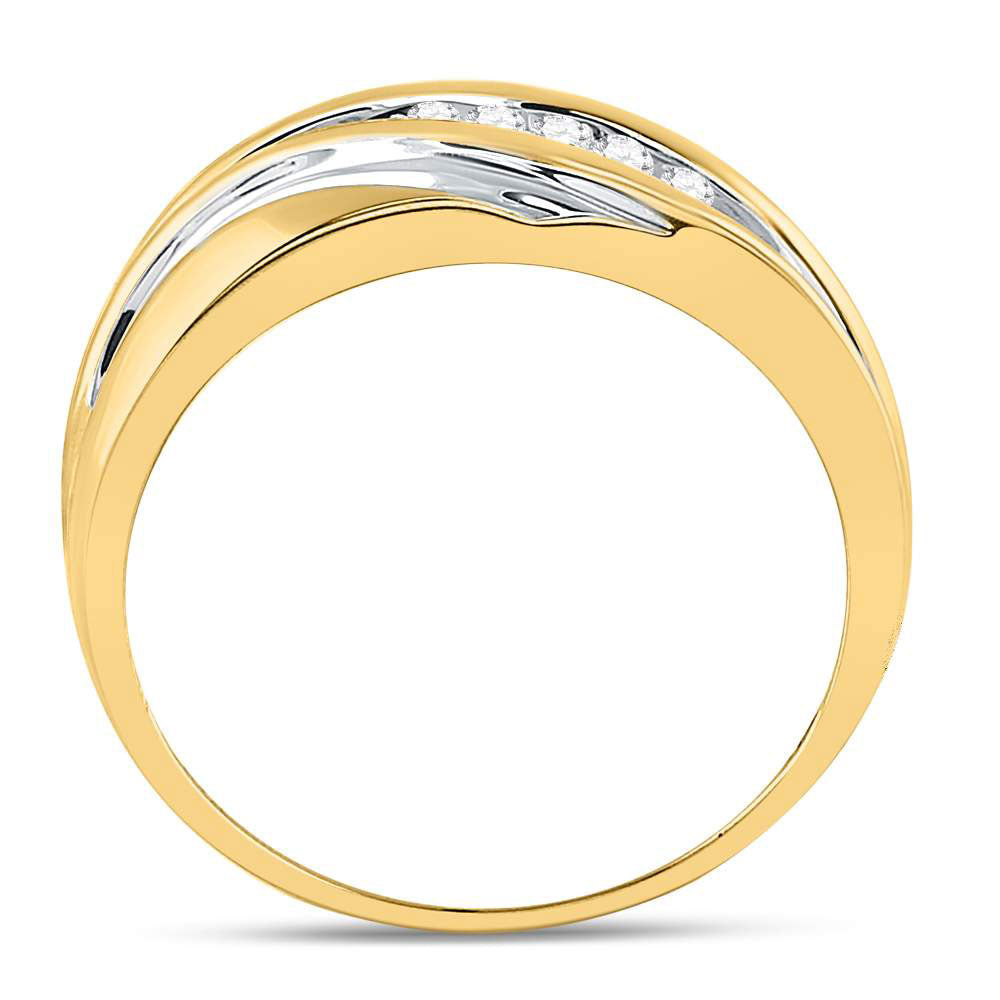 10K Yellow Gold Mens Round Diamond Wedding Band Ring 1/4 Cttw, Mens Size: 7-13