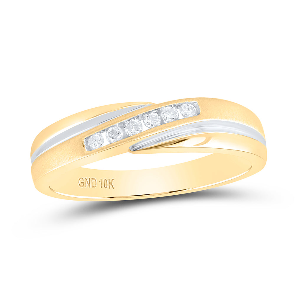 10K Yellow Gold Mens Round Diamond Wedding Band Ring 1/8ctw, Mens Size: 7-13
