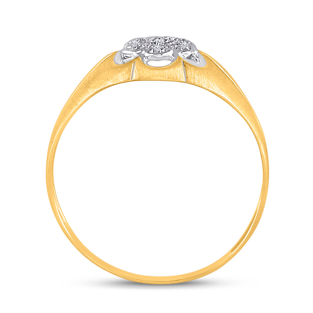 10K Yellow Gold Mens Round Diamond Matte Flower Cluster Ring .02 Cttw, Mens Size: 7-13