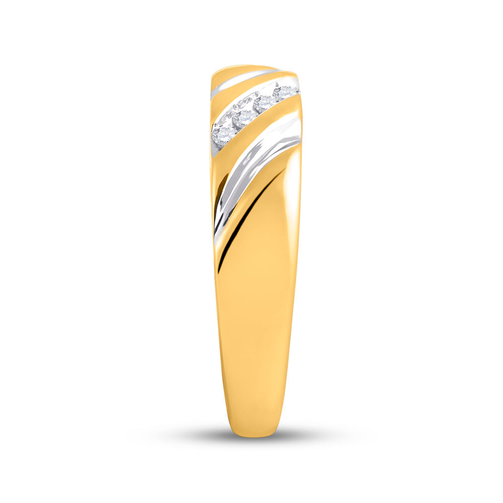 10K Yellow Gold His Hers Round Diamond Cluster Matching Wedding Set 1/5ctw, Womens Size: 5-10, Mens Size: 7-13