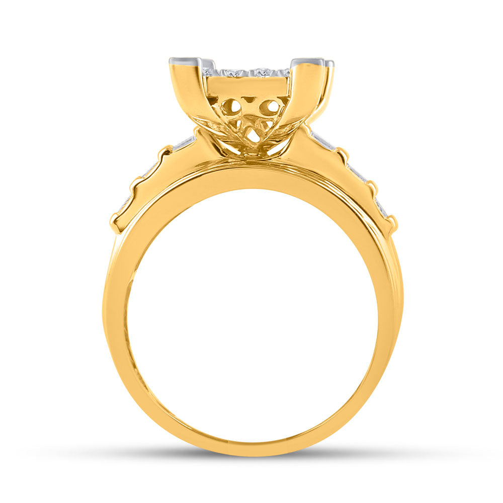 10k Yellow Or White Gold Womens Round Diamond Cindys Dream Cluster Bridal Wedding Engagement Ring 7/8 Cttw