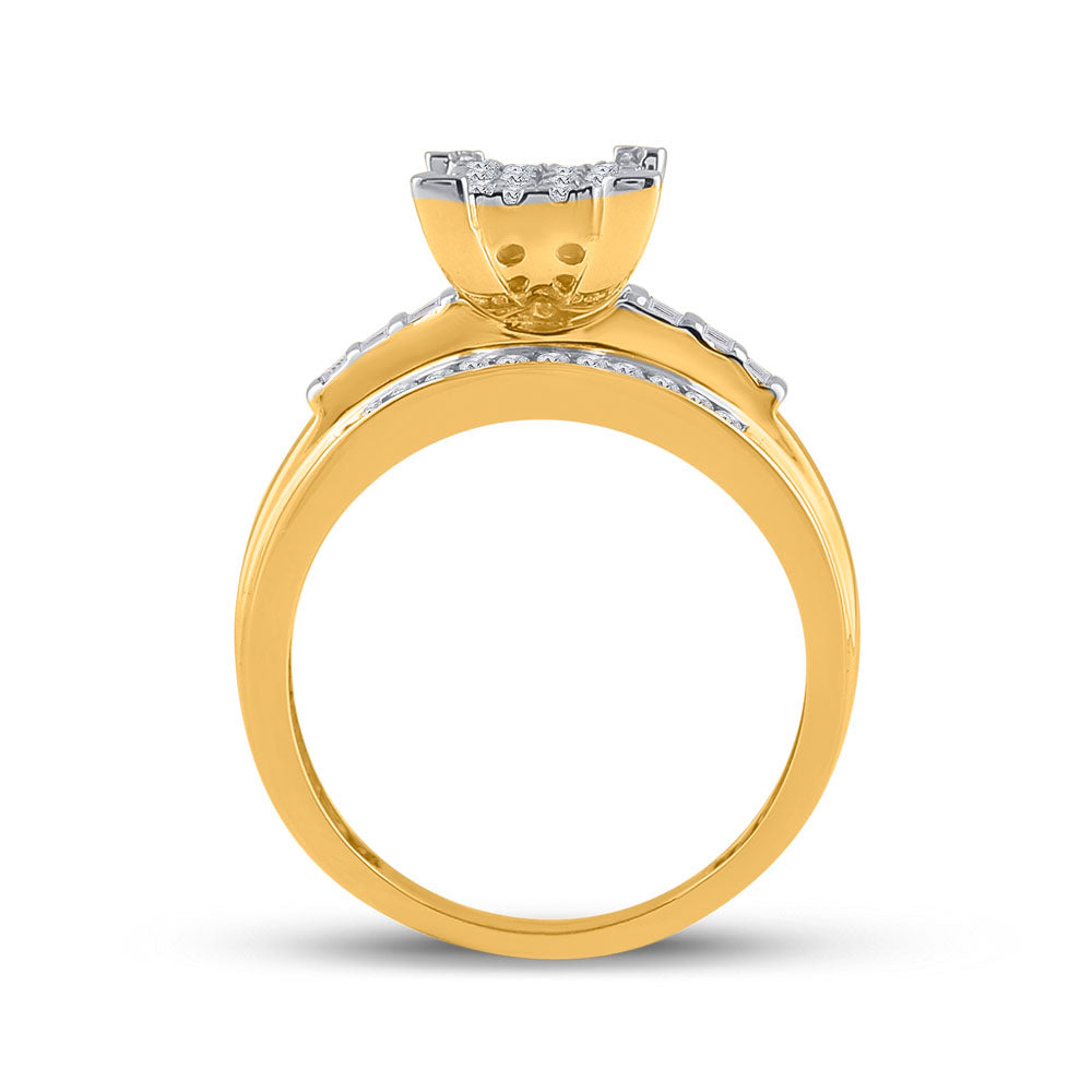10k Yellow Or White Gold Womens Round Diamond Cindys Dream Cluster Bridal Wedding Engagement Ring 1/2 Cttw