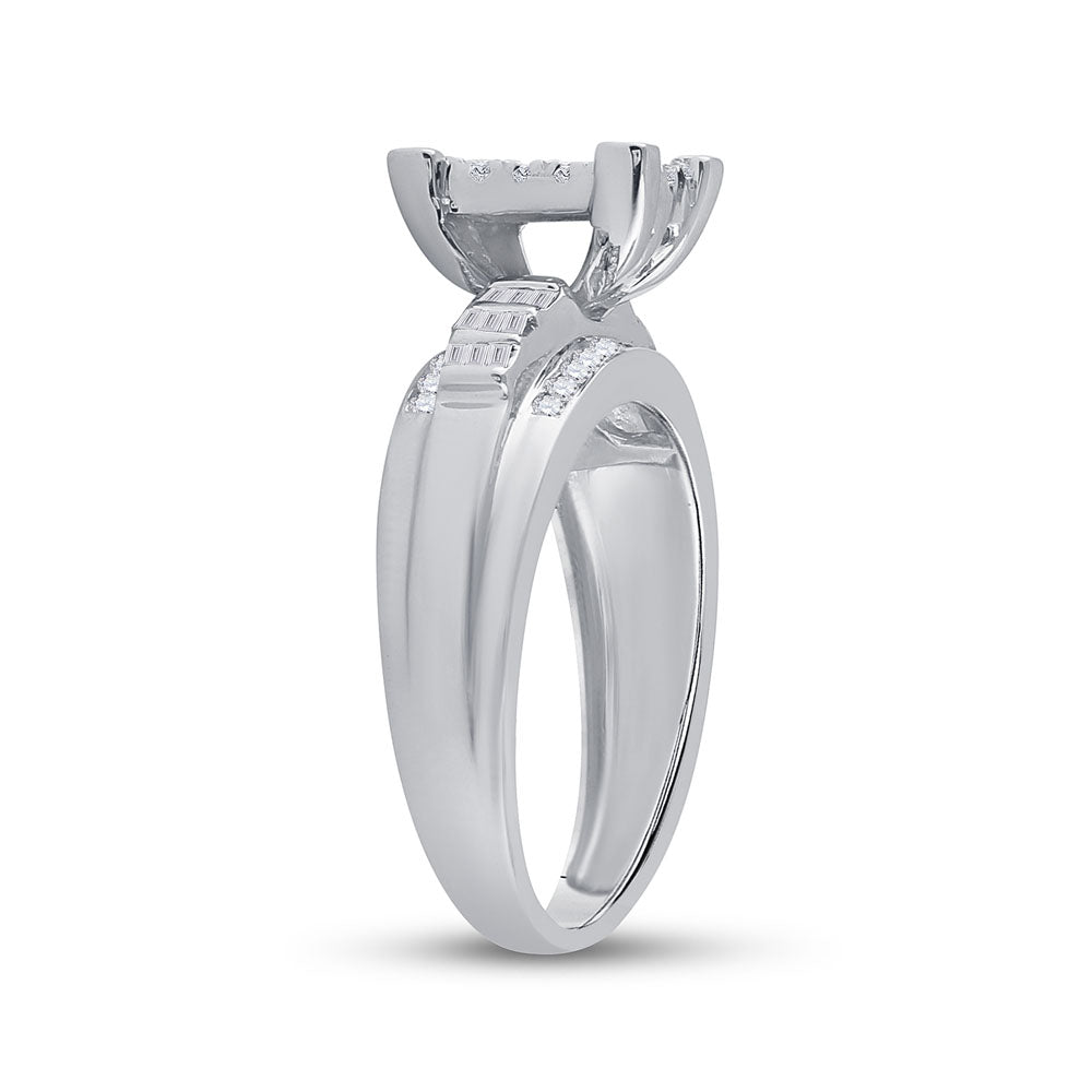 10K White Gold Round Dia. Cluster Wedding Engagement Ring 1/2ctw, Women's Sz: 5-10