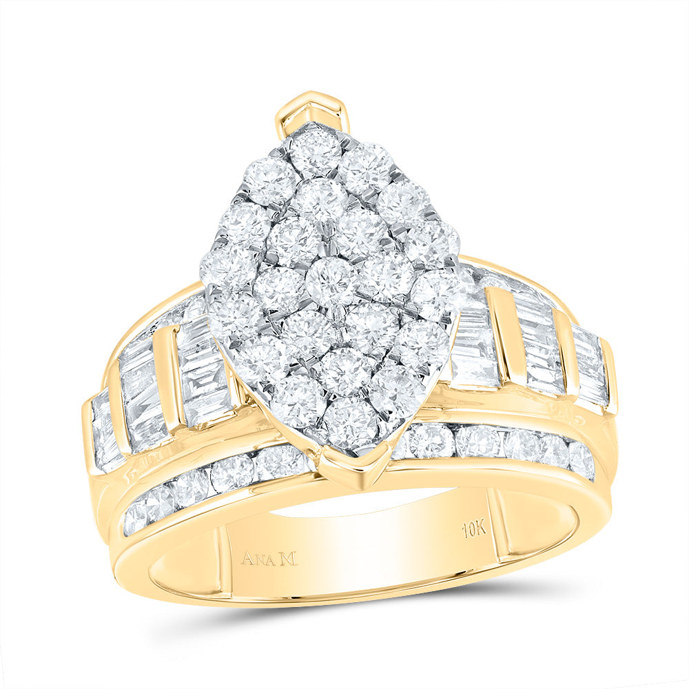 10K White Or Yellow Gold Diamond Oval Cluster Bridal Wedding Engagement Ring , Womens Size: 5-10