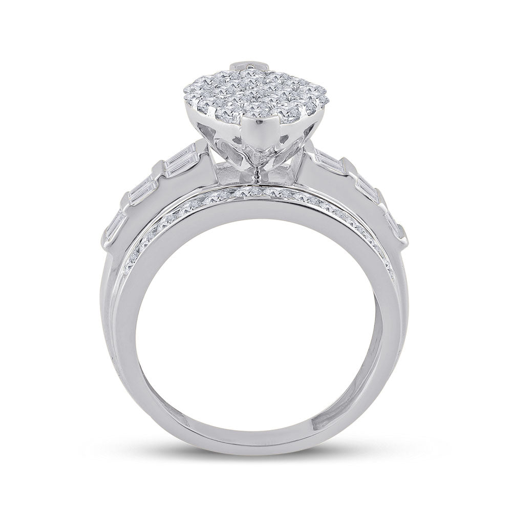 10K White Or Yellow Gold Diamond Oval Cluster Bridal Wedding Engagement Ring , Womens Size: 5-10