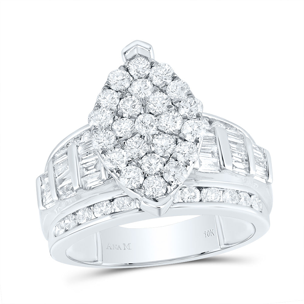 10K White Or Yellow Gold Diamond Oval Cluster Bridal Wedding Engagement Ring , Womens Size: 5-10