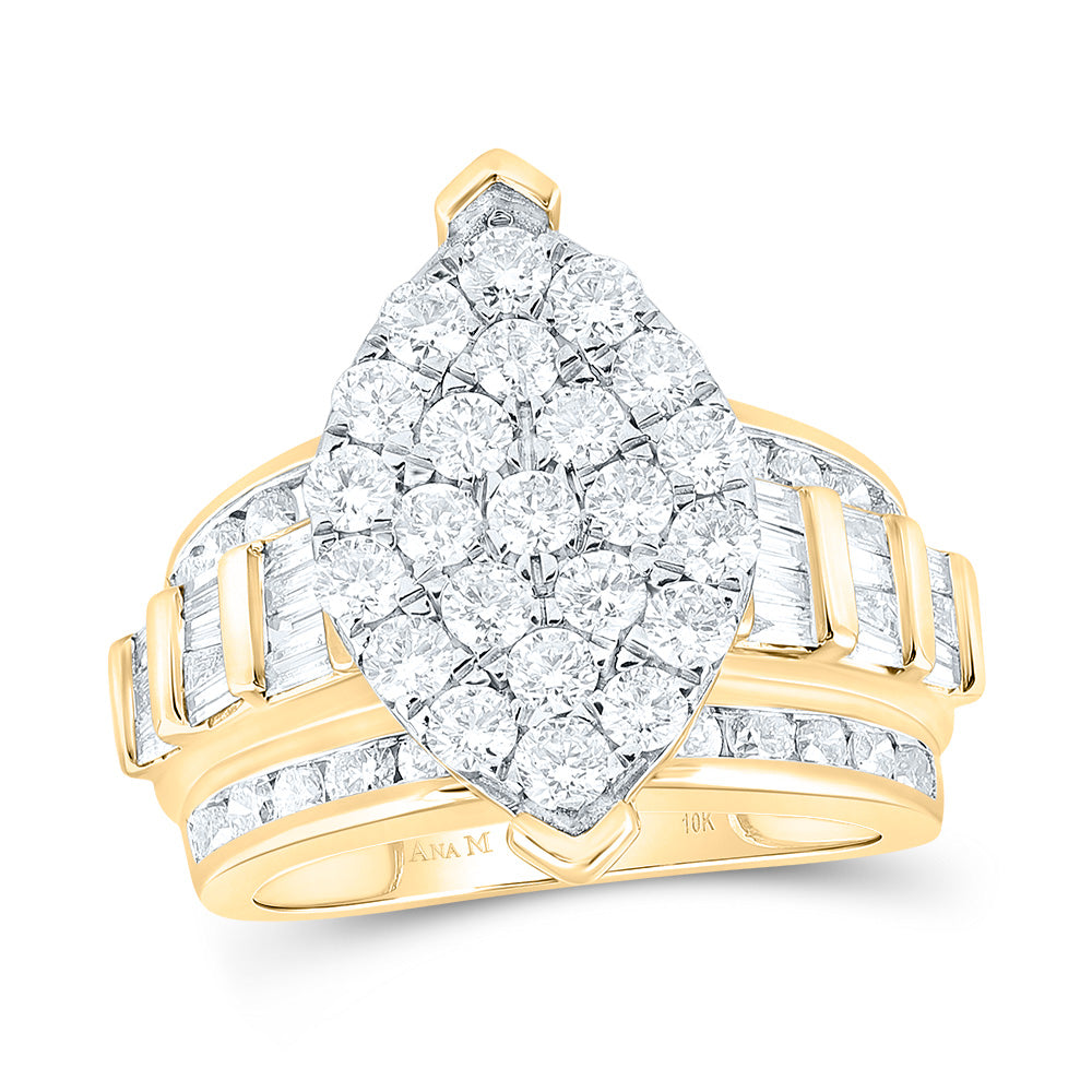 10K White Or Yellow Gold Round Diamond Oval Cluster Bridal Wedding Engagement Ring , Womens Size: 5-10