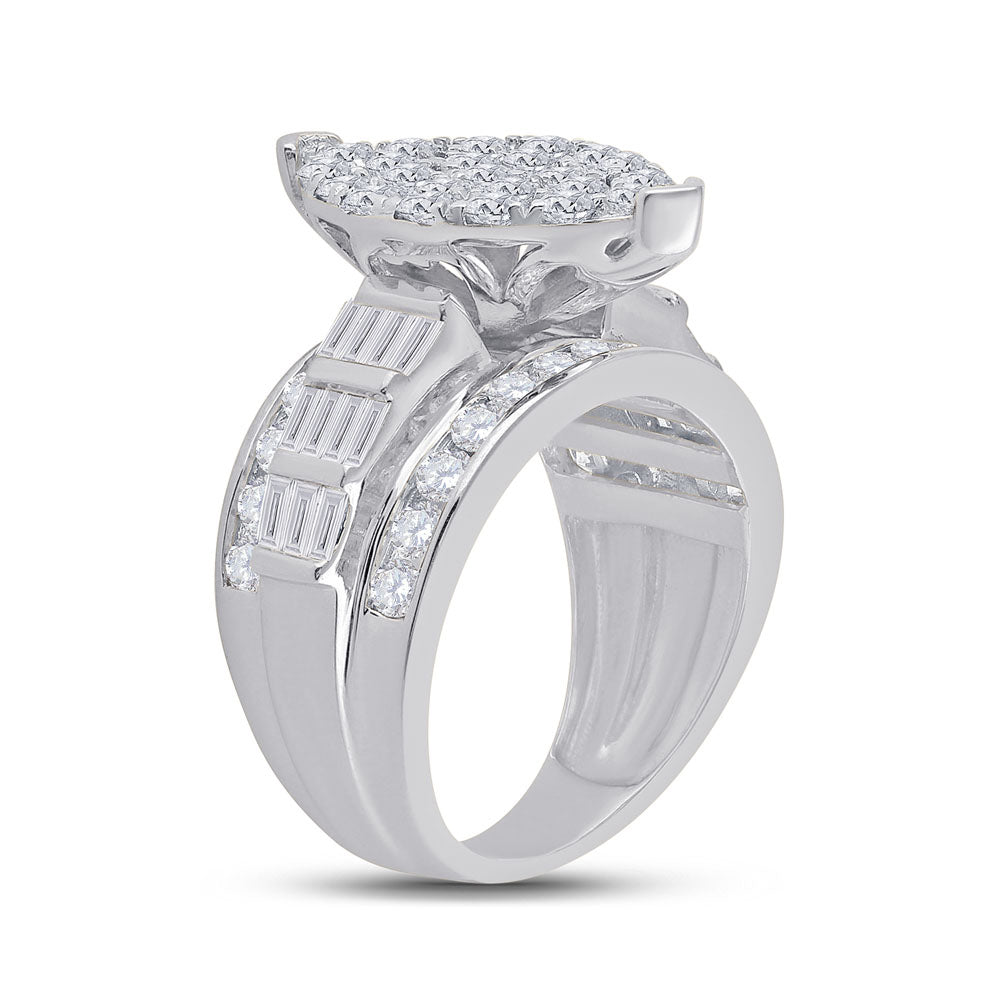 10K White Or Yellow Gold Round Diamond Oval Cluster Bridal Wedding Engagement Ring , Womens Size: 5-10