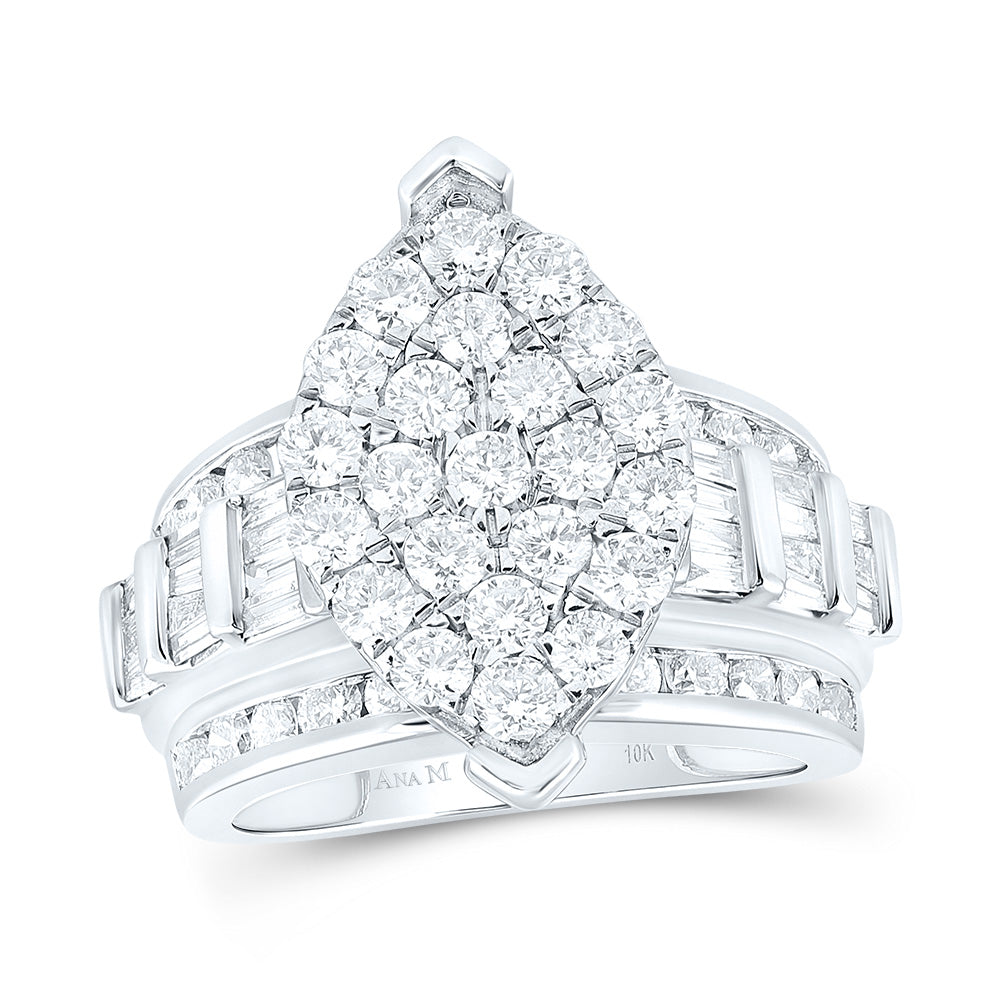 10K White Or Yellow Gold Round Diamond Oval Cluster Bridal Wedding Engagement Ring , Womens Size: 5-10