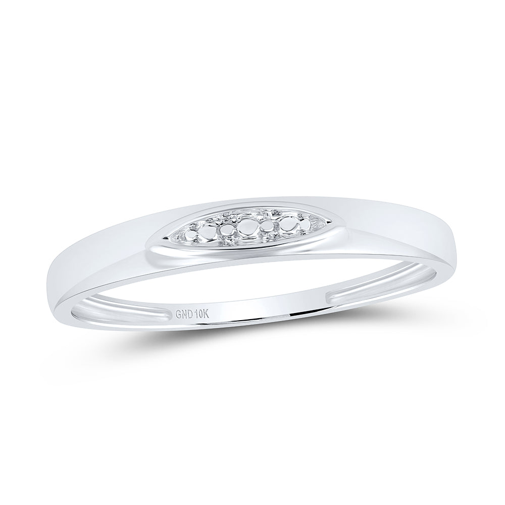 10kt White Gold His & Hers Round Diamond Cluster Matching Bridal Wedding Ring Band Set 1/12 Cttw