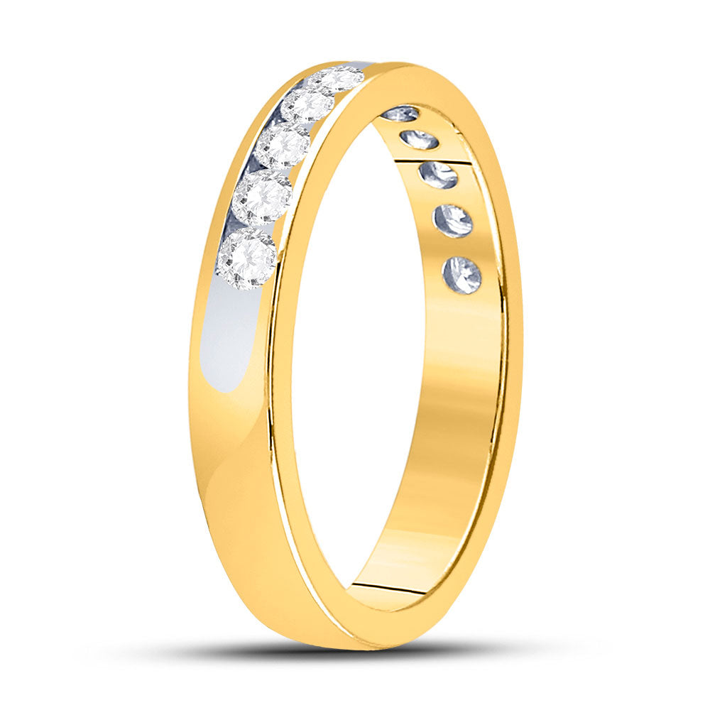 14K Yellow Gold Womens Round Diamond Single Row Wedding Band 1/2ctw, Womens Size: 5-10