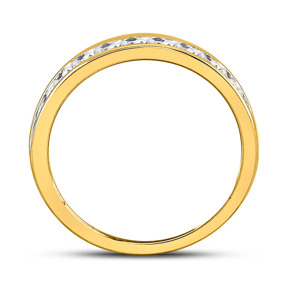 14K Yellow Gold Womens Round Diamond Single Row Wedding Band 1/2ctw, Womens Size: 5-10