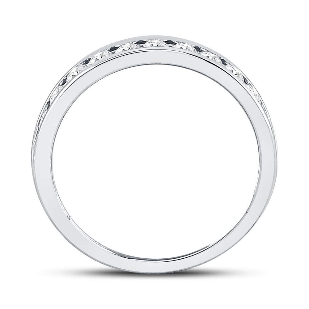 14K White Gold Womens Round Diamond Wedding Machine Set Band 1/2 Cttw, Womens Size: 5-10
