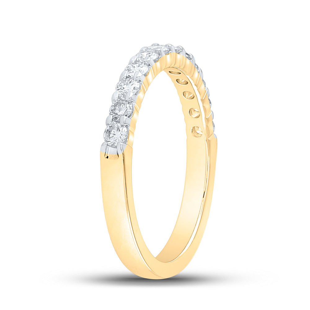 14K Yellow Gold Womens Round Diamond Single Row Wedding Band 1/2 Cttw, Womens Size: 5-10