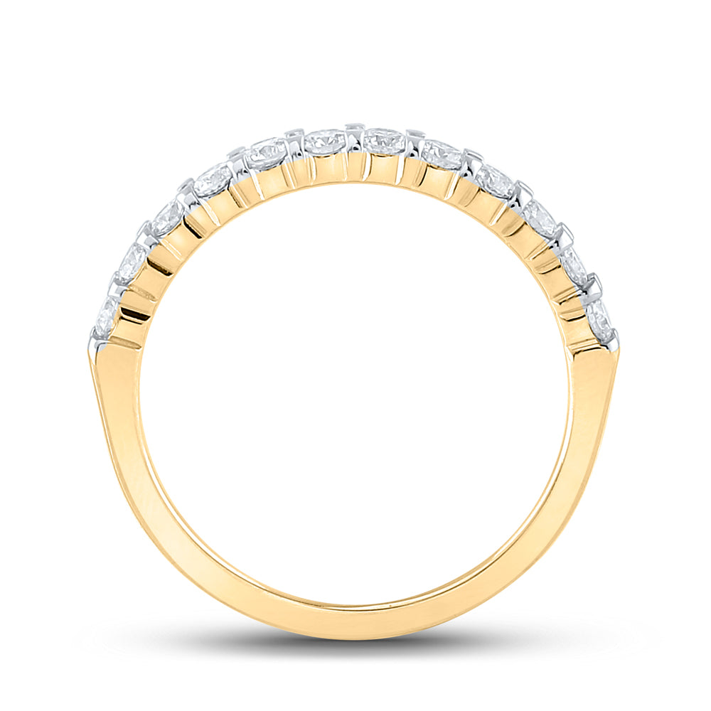 14K Yellow Gold Womens Round Diamond Single Row Wedding Band 1/2 Cttw, Womens Size: 5-10