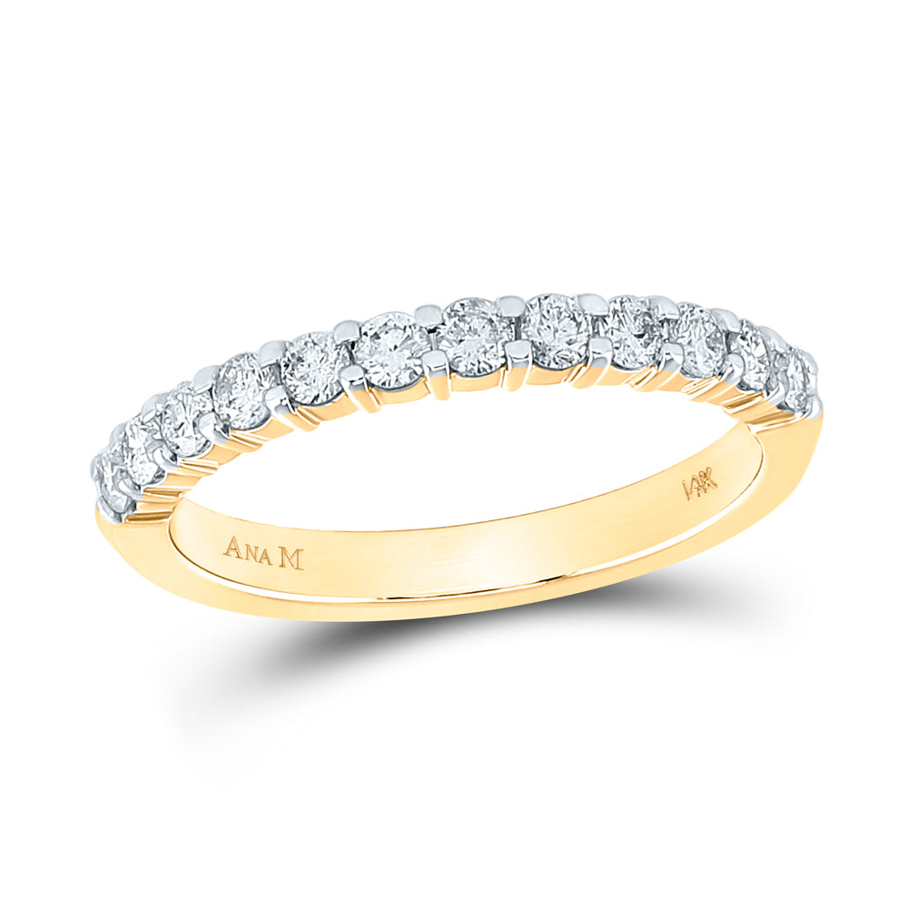 14K Yellow Gold Womens Round Diamond Single Row Wedding Band 1/2 Cttw, Womens Size: 5-10