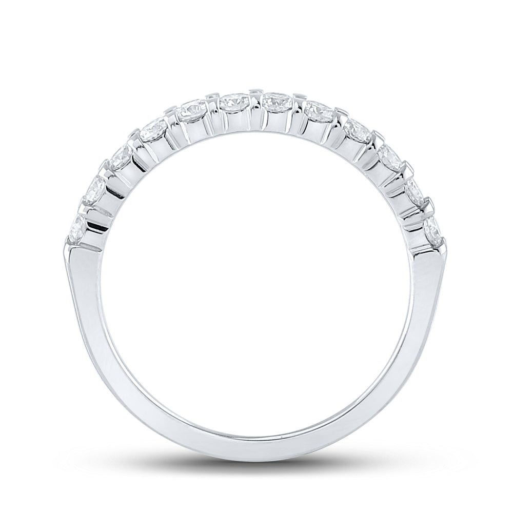 14K White Gold Womens Machine Set Round Diamond Single Row Wedding Band 1/2 Cttw, Womens Size: 5-10