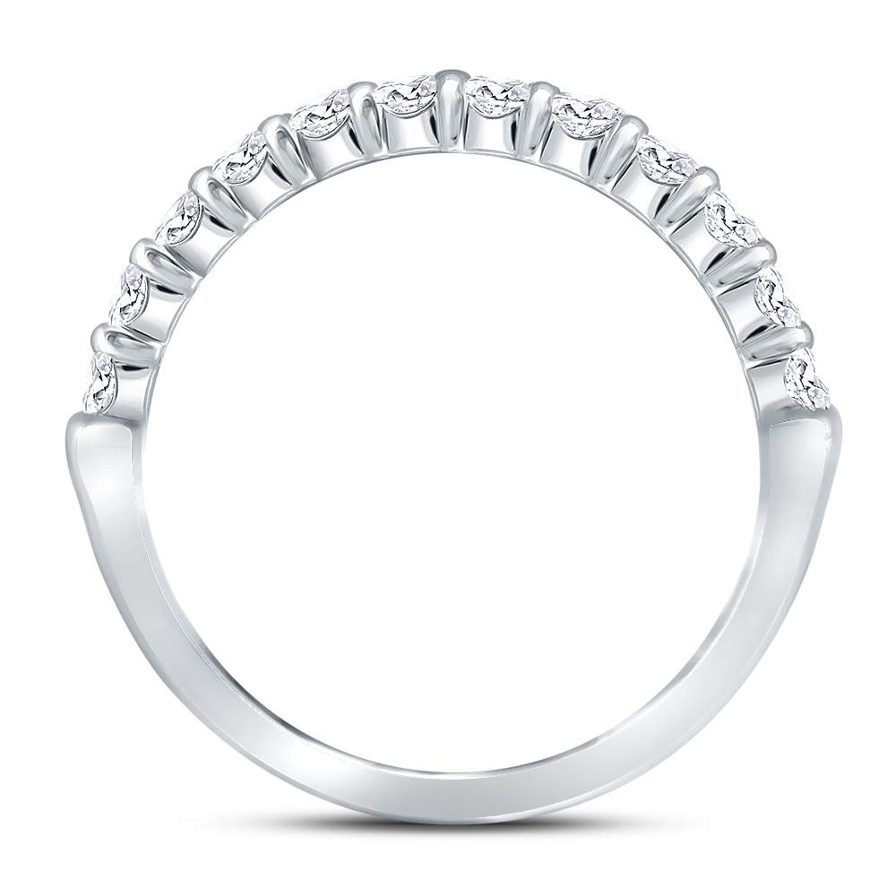 14K White Gold Womens Machine Set Round Diamond Single Row Wedding Band 1/2 Cttw, Womens Size: 5-10