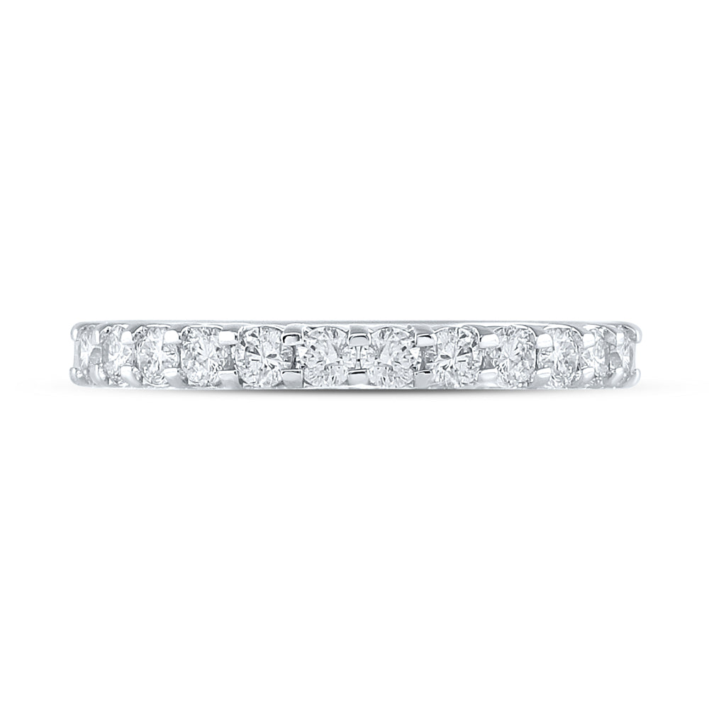 14K White Gold Womens Machine Set Round Diamond Single Row Wedding Band 1/2 Cttw, Womens Size: 5-10