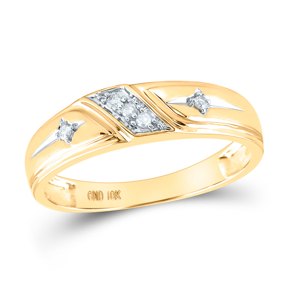 10K Yellow Gold His Hers Round Diamond Cross Matching Wedding Set 1/5 Cttw, Womens Size: 5-10, Mens Size: 7-13