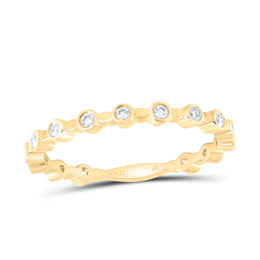 10kt Yellow Gold Womens Round Diamond Modern Wedding Engagement Anniversary Stackable Band Ring 1/10 Cttw, Women Size: 5-9