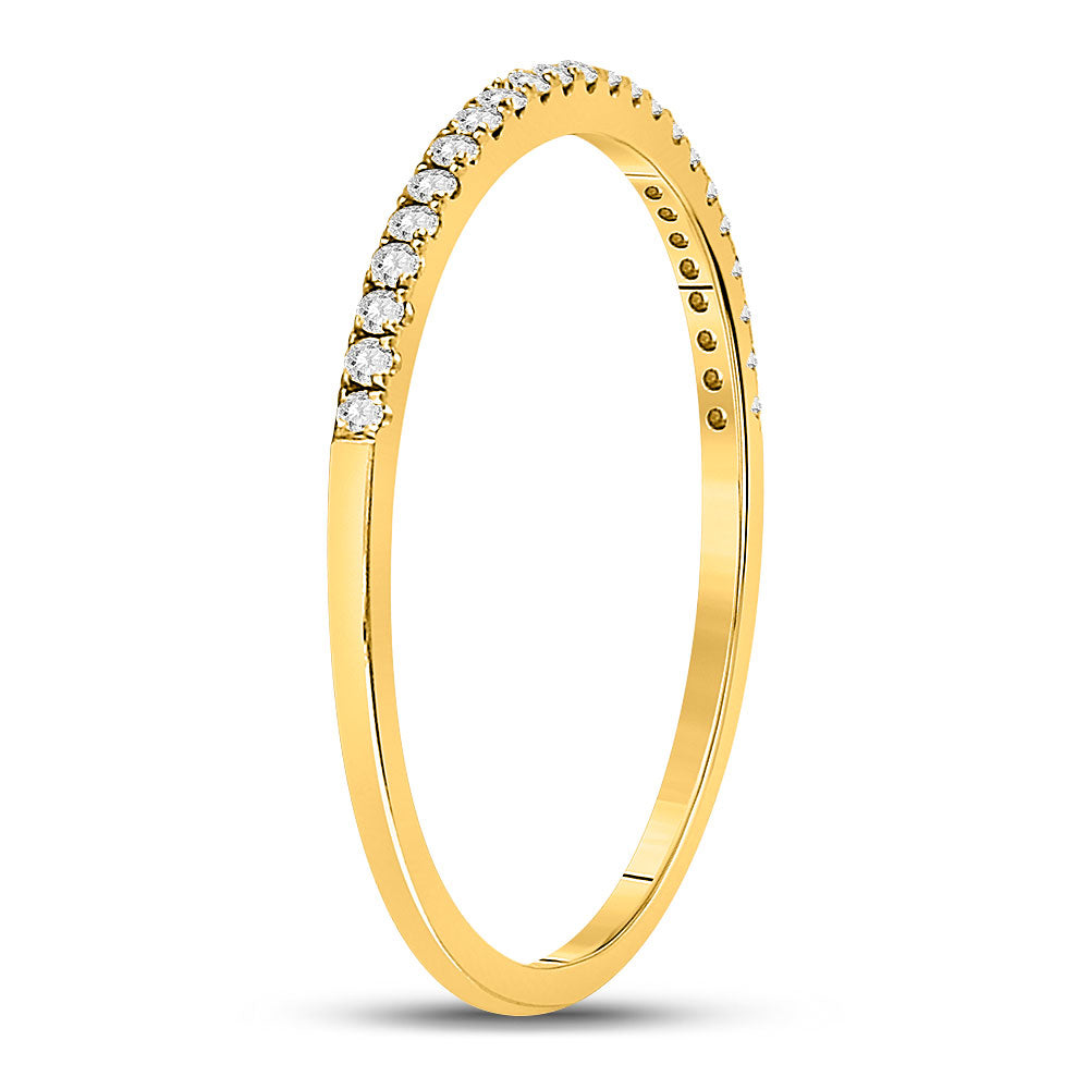 10K Yellow Gold Womens Round Diamond Stackable Band Ring 1/8ctw, Womens Size: 5-10