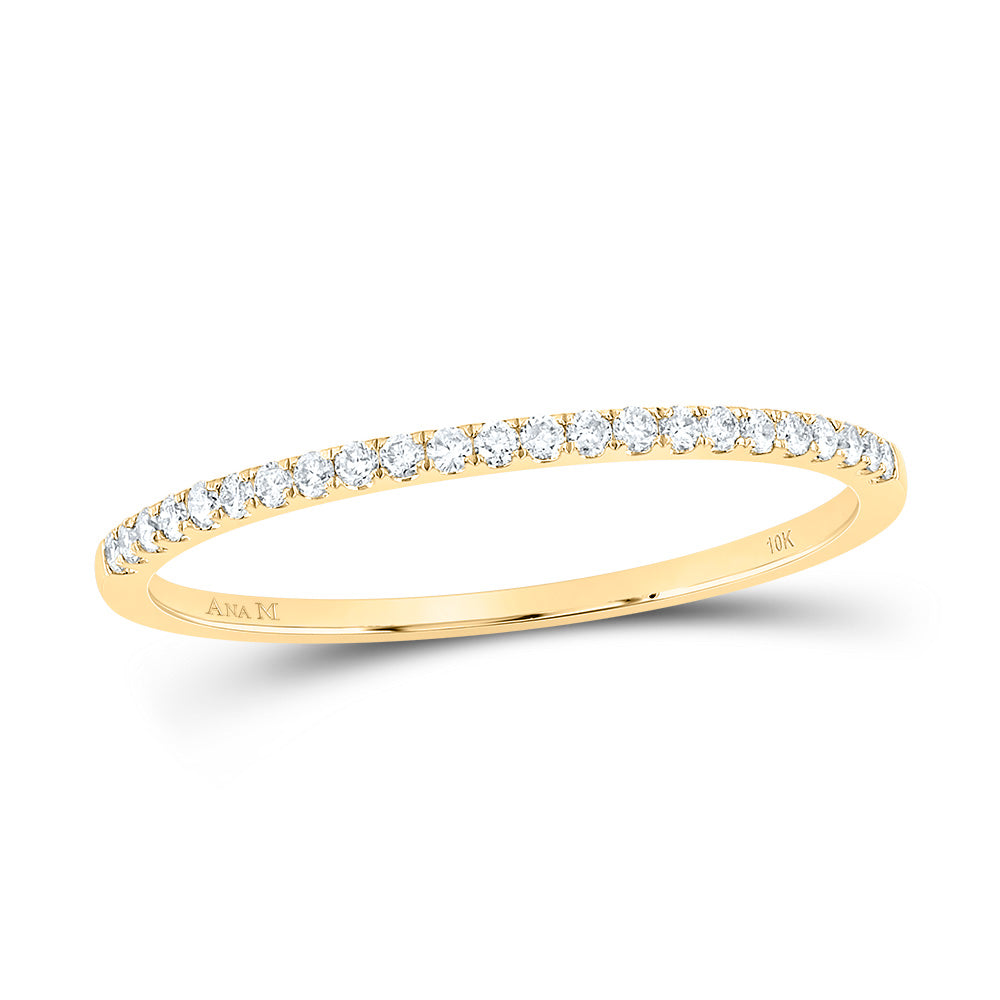 10K Yellow Gold Womens Round Diamond Stackable Band Ring 1/8ctw, Womens Size: 5-10