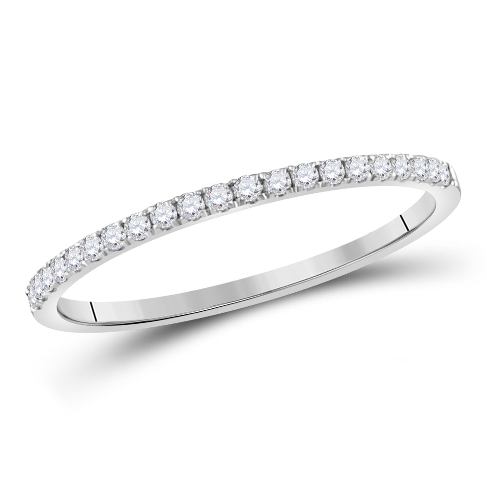 10kt White Gold Womens Round Diamond Timeless Wedding Engagement Anniversary Stackable Band Ring 1/6 Cttw, Women Size: 5-9