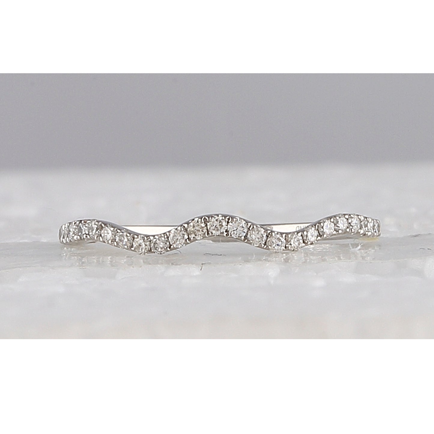 10K White Gold Womens Round Diamond Contoured Stackable Band Ring 1/5 Cttw, Womens Size: 5-10