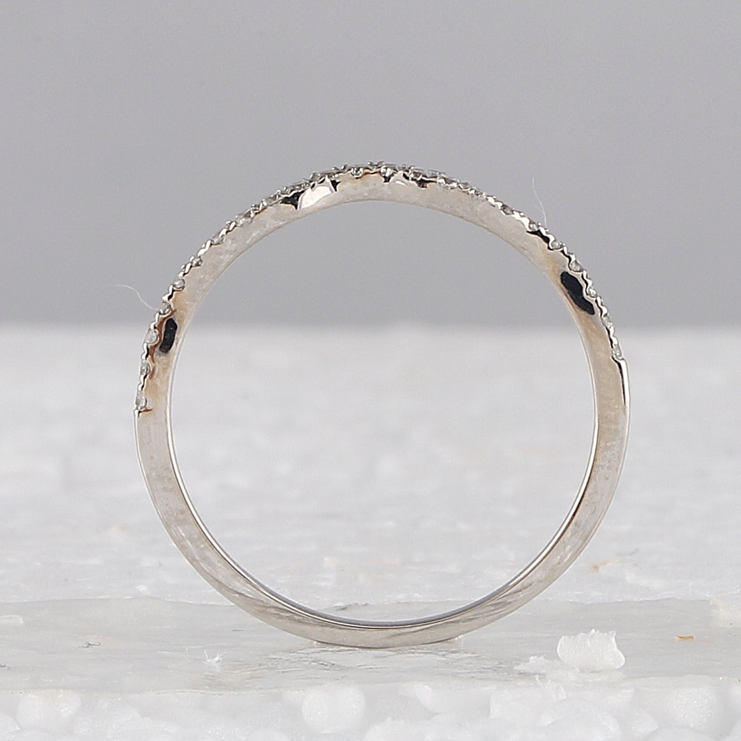 10K White Gold Womens Round Diamond Contoured Stackable Band Ring 1/5 Cttw, Womens Size: 5-10