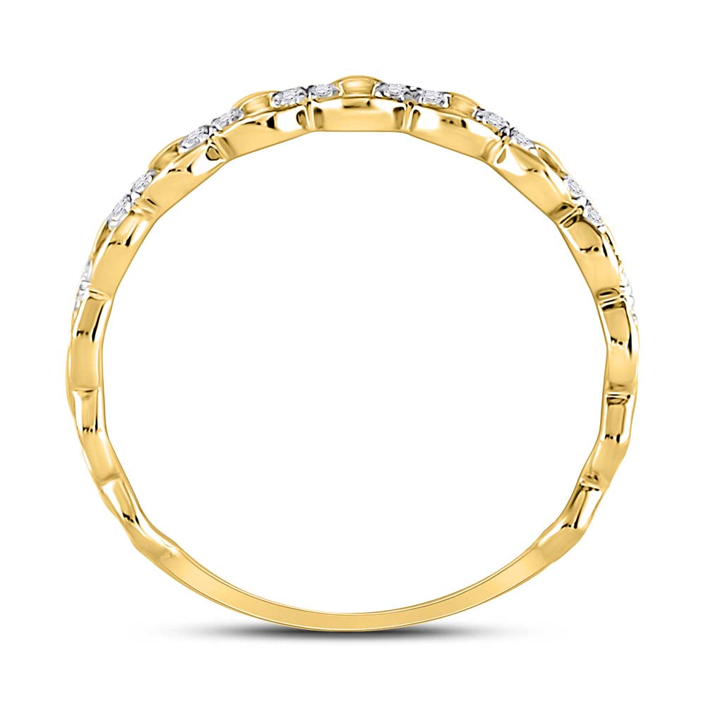 10K Yellow Gold Womens Round Diamond Link Stackable Band Ring 1/8 Cttw, Womens Size: 5-10
