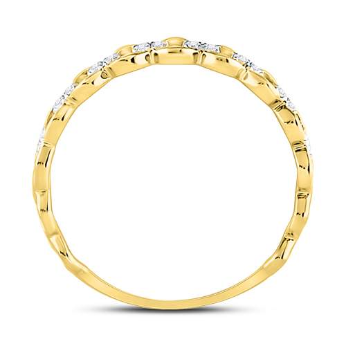 10K Yellow Gold Womens Round Diamond Link Stackable Band Ring 1/8 Cttw, Womens Size: 5-10