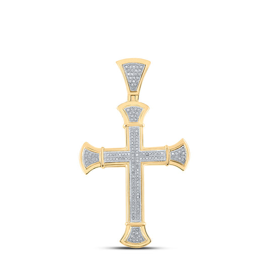 10kt Yellow Gold 1/2 Cttw Diamond Cross Mens Charm