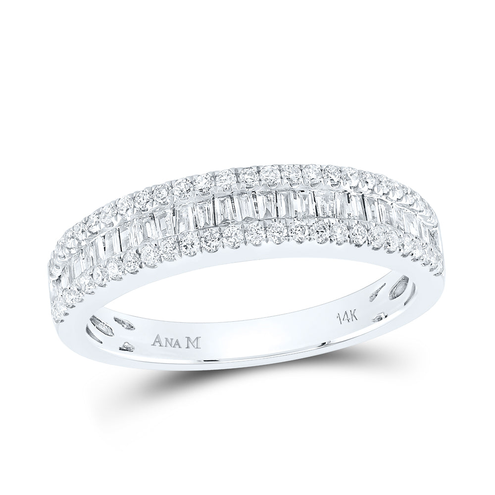 14K White Gold Womens Round Diamond Anniversary Band Ring 1/2 Cttw, Womens Size: 5-10