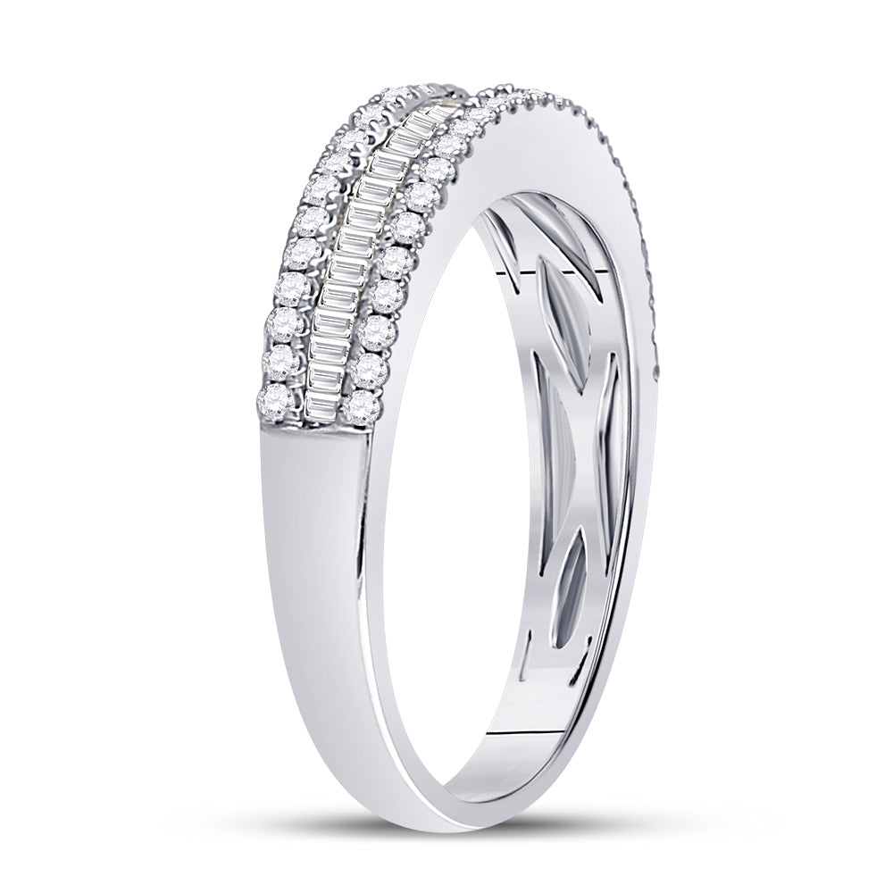 14K White Gold Womens Round Diamond Anniversary Band Ring 1/2 Cttw, Womens Size: 5-10