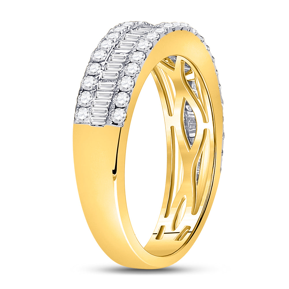 14K Yellow Gold Womens Baguette Diamond Fashion Anniversary Ring 1 Cttw, Womens Size: 5-10