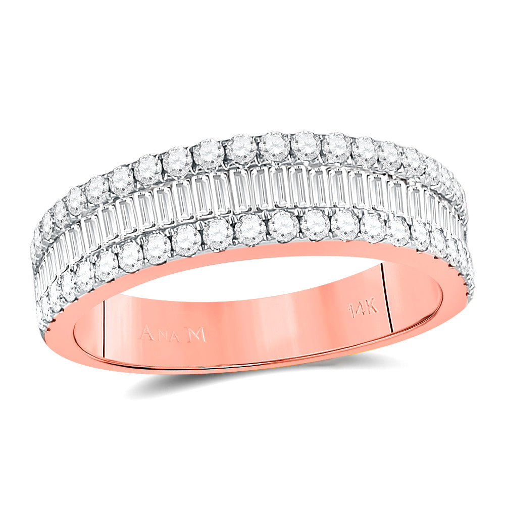 14K Rose Gold Womens Baguette Diamond Anniversary Ring 1 Cttw, Womens Size: 5-10