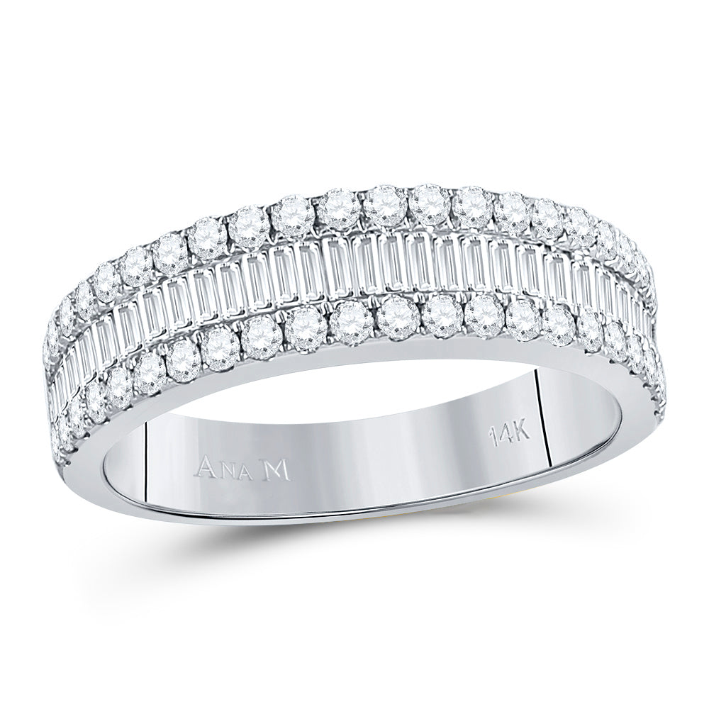 14K White Gold Womens Baguette Diamond Fashion Anniversary Ring 1 Cttw, Womens Size: 5-10