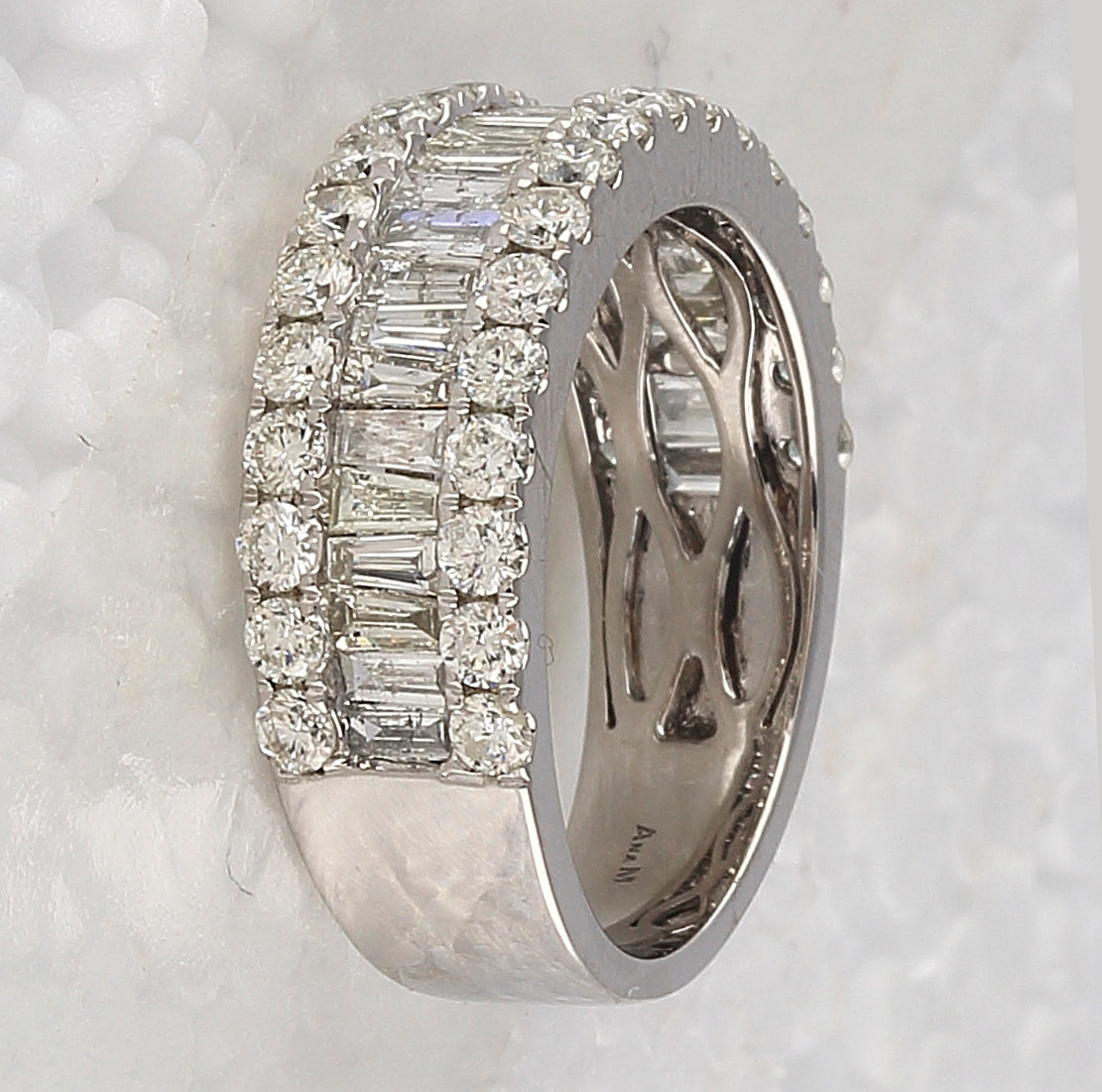 14K White Gold Womens Baguette Diamond Anniversary Ring 2 Cttw, Womens Size: 5-10