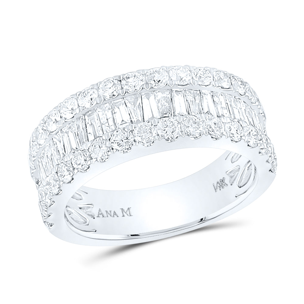 14K White Gold Womens Baguette Diamond Anniversary Ring 2 Cttw, Womens Size: 5-10