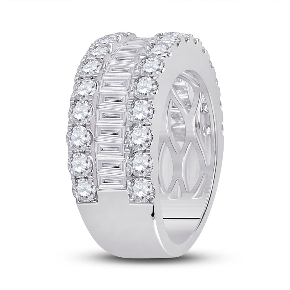 14K White Gold Womens Baguette Diamond Anniversary Ring 3 Cttw, Womens Size: 5-10