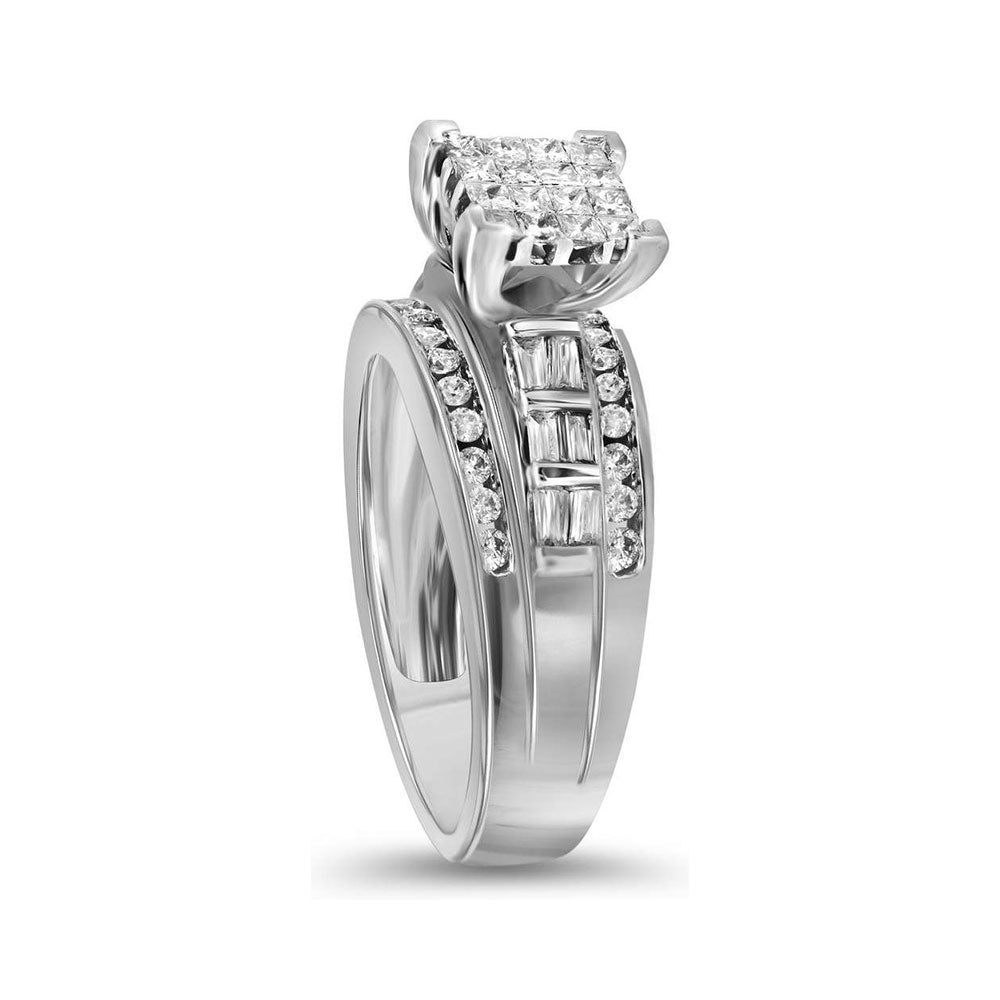 10kt Yellow Or White Gold Womens Princess Diamond Cluster Bridal Wedding Engagement Ring 1/2 Cttw