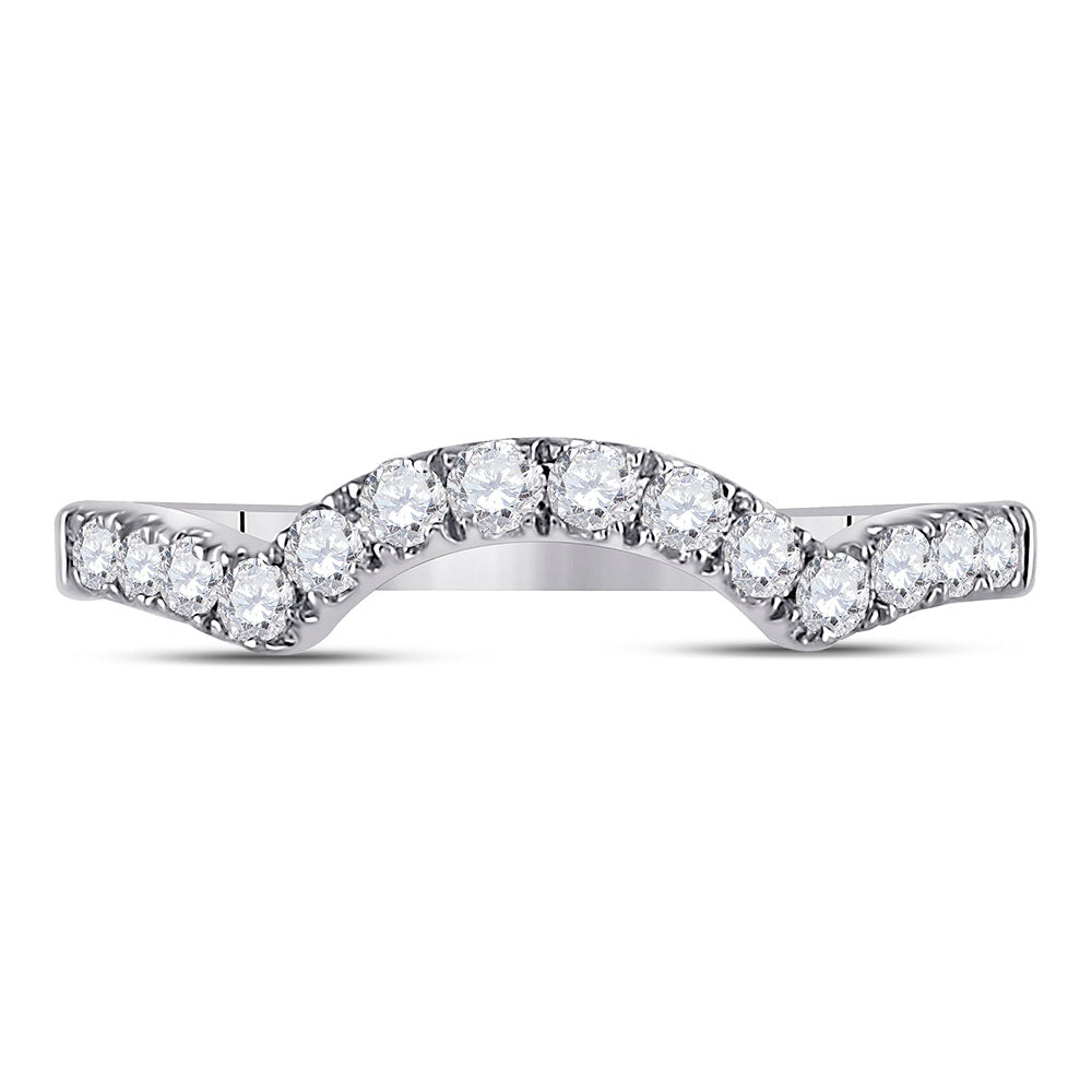14K White Gold Womens Round Diamond Solitaire Enhancer Wedding Band 1/2 Cttw, Womens Size: 5-10