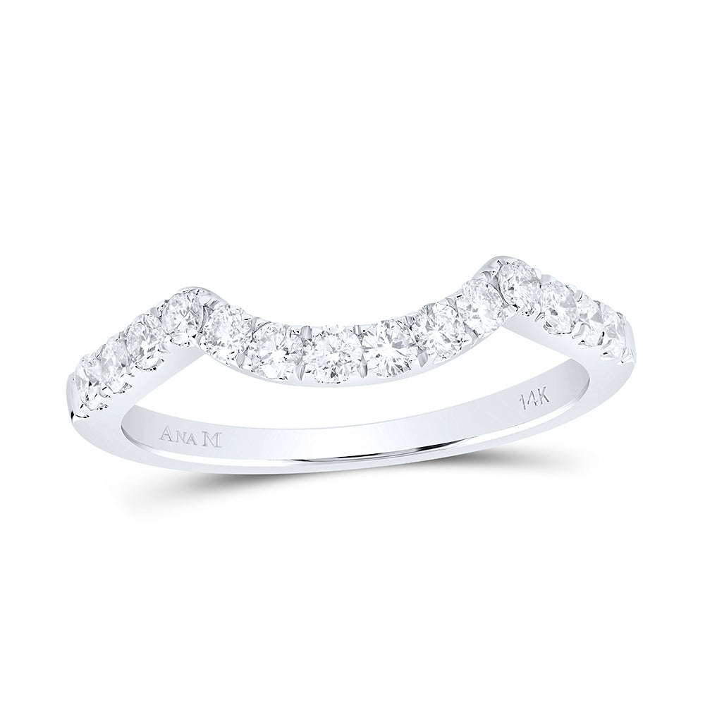 14K White Gold Womens Round Diamond Solitaire Enhancer Wedding Band 1/2 Cttw, Womens Size: 5-10