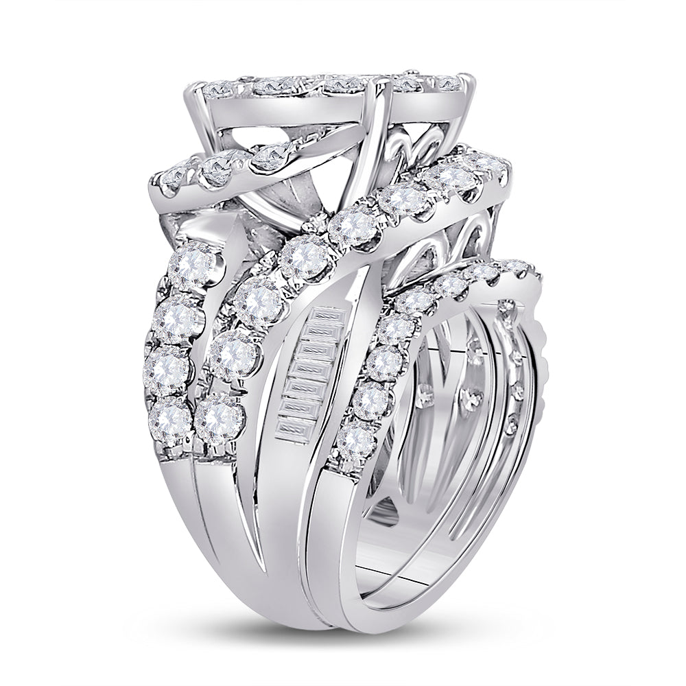 14K White Gold Princess Diamond Bridal Wedding Ring Band Set 5-5/8 Cttw, Womens Size: 5-10