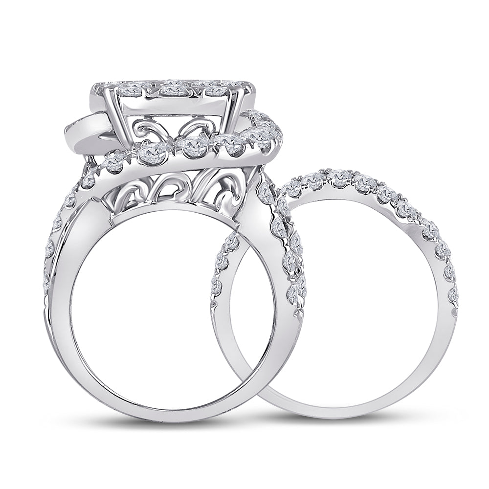 14K White Gold Princess Diamond Bridal Wedding Ring Band Set 5-5/8 Cttw, Womens Size: 5-10