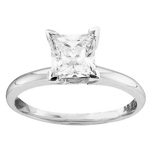 14kt White Gold Womens Princess Diamond Solitaire Bridal Wedding Engagement Anniversary Ring 1/4 Cttw, Women Size: 5-9