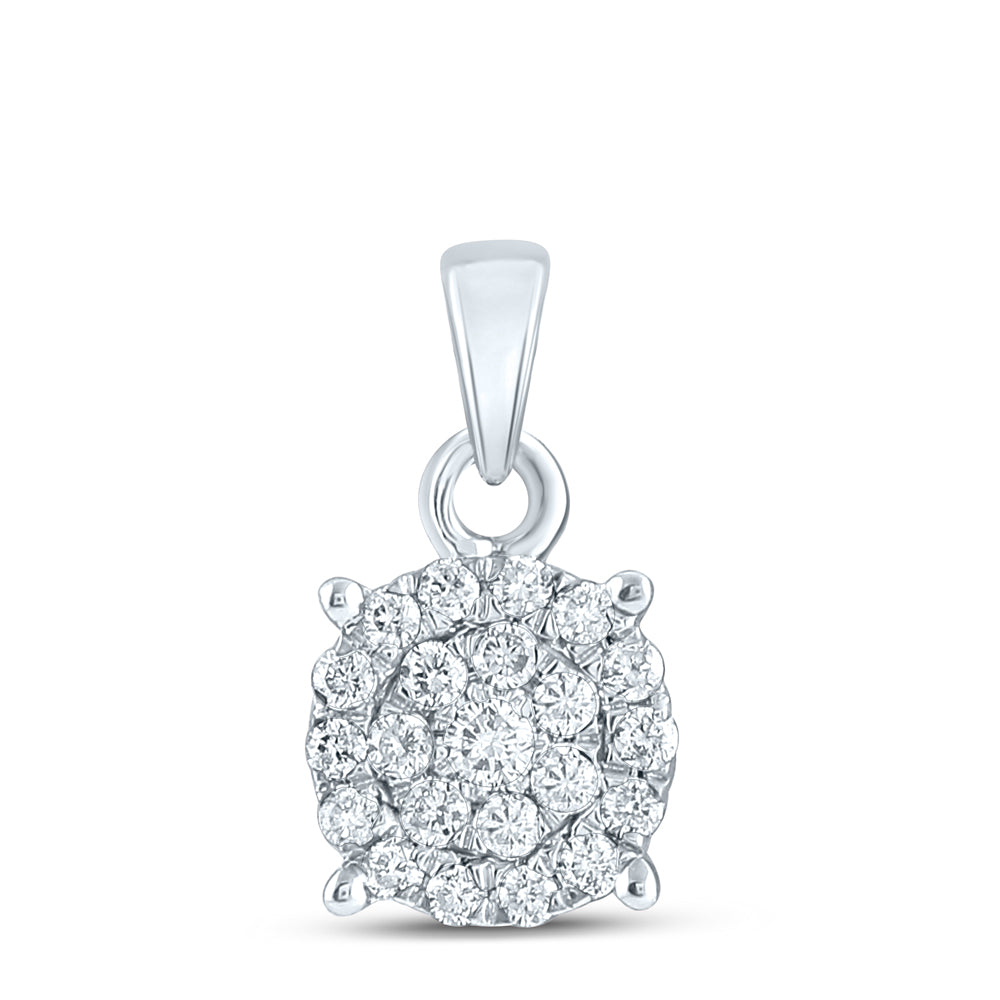 10K Yellow Or White Gold Womens Round Diamond Cluster Pendant 1/4 Cttw